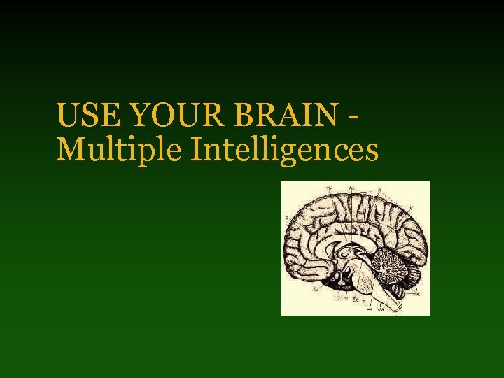 USE YOUR BRAIN - Multiple Intelligences 