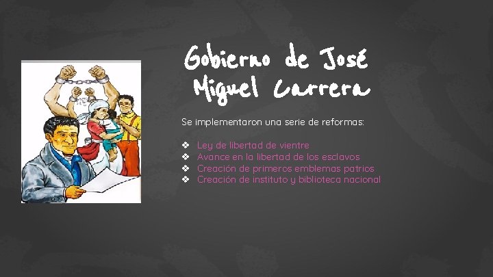 Gobierno de José Miguel Carrera Se implementaron una serie de reformas: v v Ley