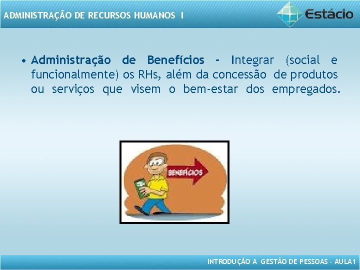 ADMINISTRAÇÃO DE RECURSOS HUMANOS I • Administração de Benefícios - Integrar (social e funcionalmente)