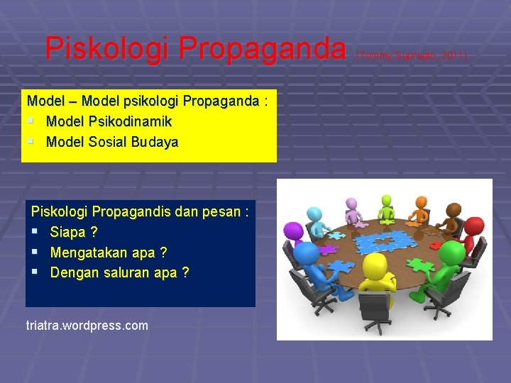 Piskologi Propaganda Model – Model psikologi Propaganda : § Model Psikodinamik § Model Sosial