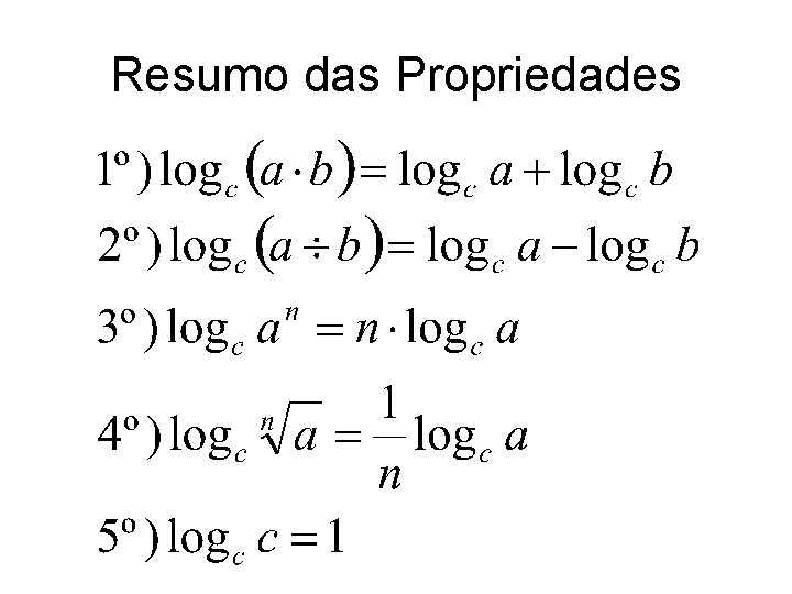 Resumo das Propriedades 