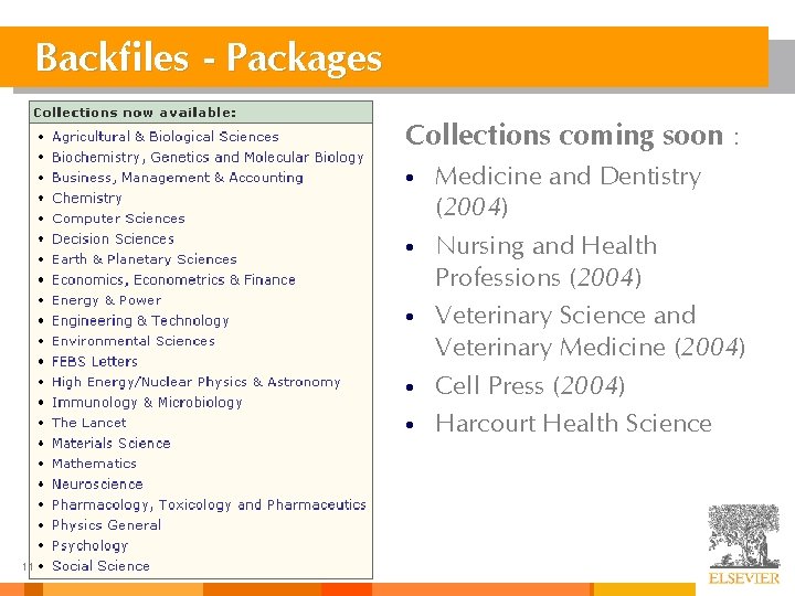 Backfiles - Packages Collections coming soon : • • • 11 Medicine and Dentistry Backfiles - Packages Collections coming soon : • • • 11 Medicine and Dentistry