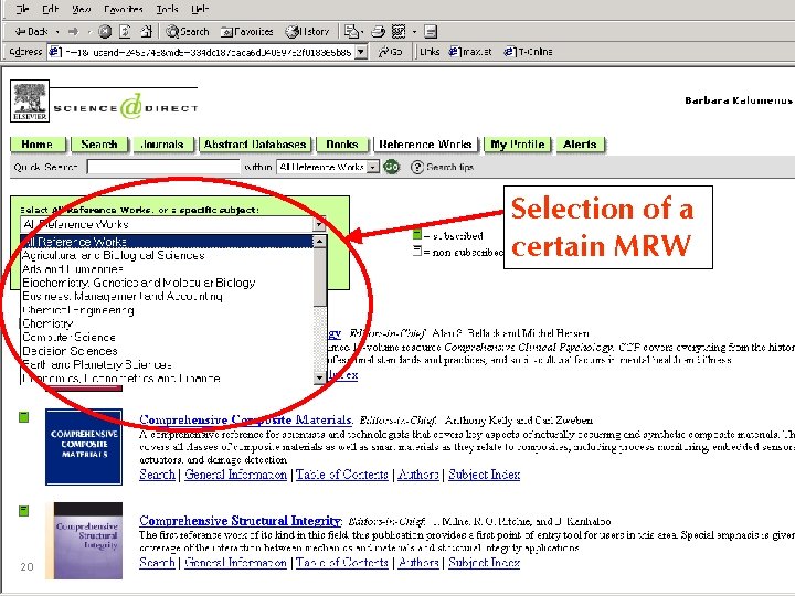 Selection of a certain MRW 20 Selection of a certain MRW 20