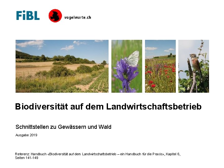 Biodiversität auf dem Landwirtschaftsbetrieb Schnittstellen zu Gewässern und Wald Ausgabe 2019 Referenz: Handbuch «Biodiversität