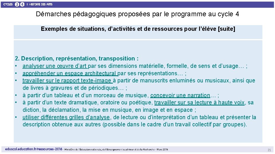 Démarches pédagogiques proposées par le programme au cycle 4 Exemples de situations, d’activités et