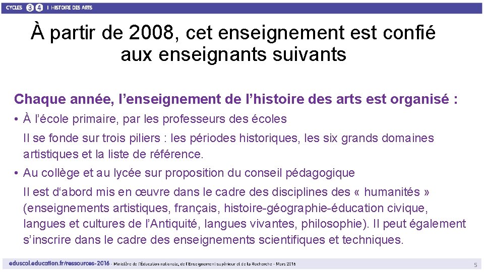 À partir de 2008, cet enseignement est confié aux enseignants suivants Chaque année, l’enseignement