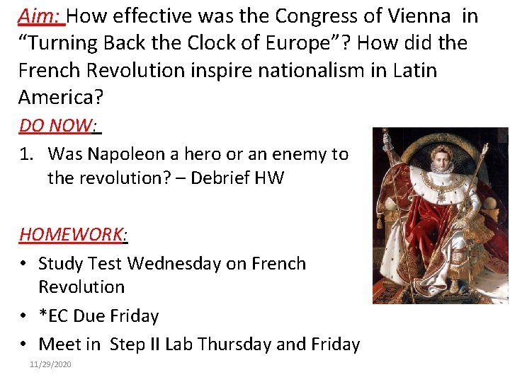 Aim: How effective was the Congress of Vienna in “Turning Back the Clock of
