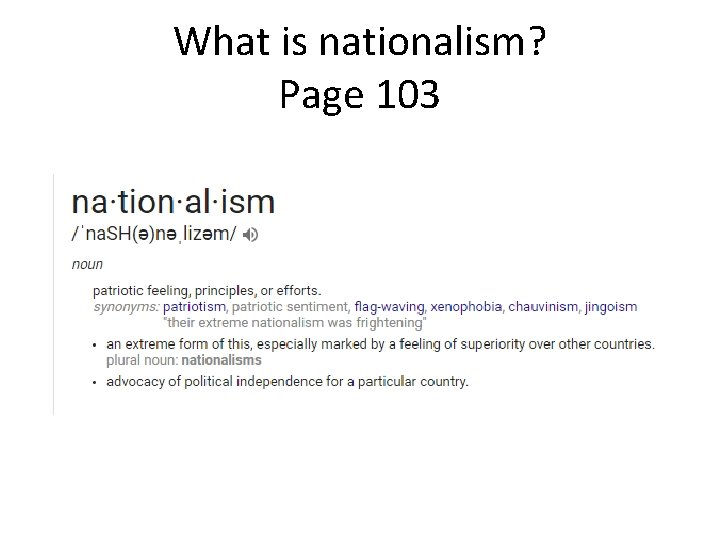 What is nationalism? Page 103 