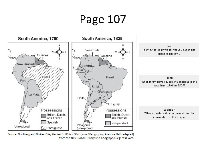 Page 107 See Identify at least two things you see in the maps to