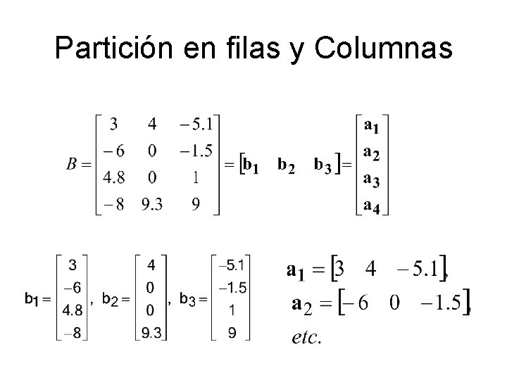 Partición en filas y Columnas 