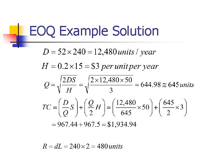 EOQ Example Solution 