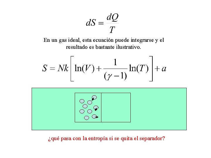 En un gas ideal, esta ecuación puede integrarse y el resultado es bastante ilustrativo.