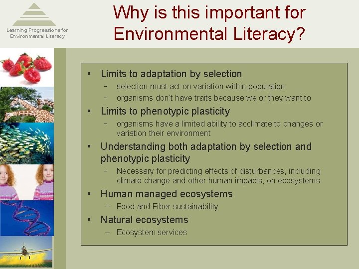 Why is this important for Environmental Literacy? Learning Progressions for Environmental Literacy • Limits Why is this important for Environmental Literacy? Learning Progressions for Environmental Literacy • Limits