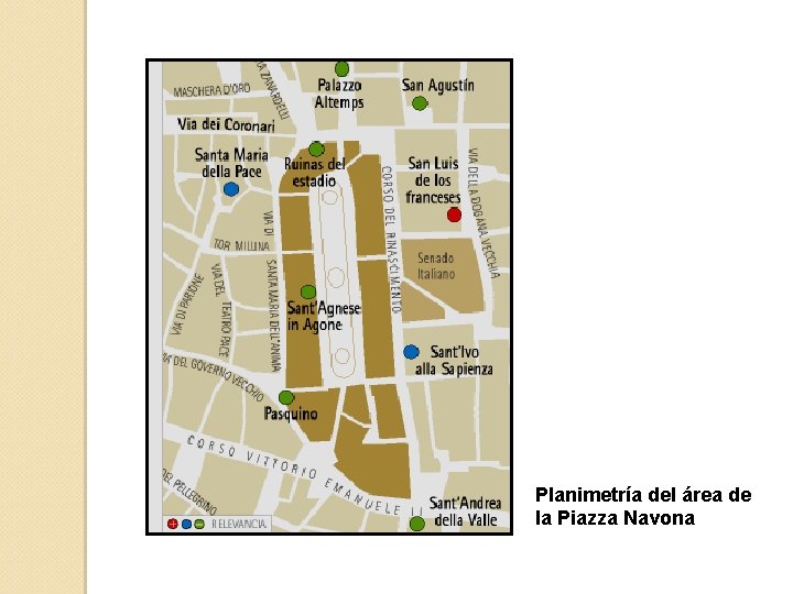 Planimetría del área de la Piazza Navona 