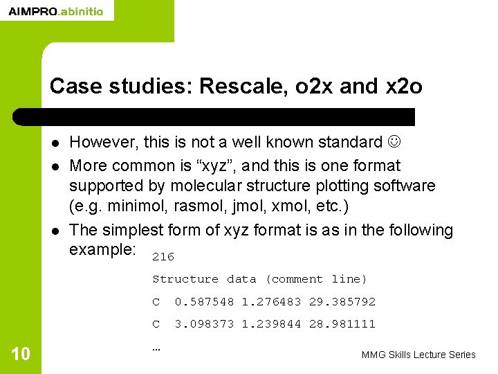 Case studies: Rescale, o 2 x and x 2 o l l l However,