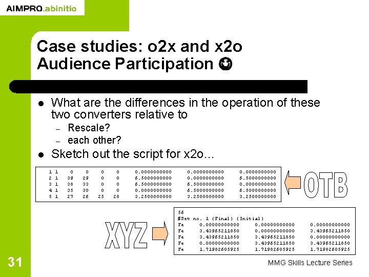 Case studies: o 2 x and x 2 o Audience Participation l What are