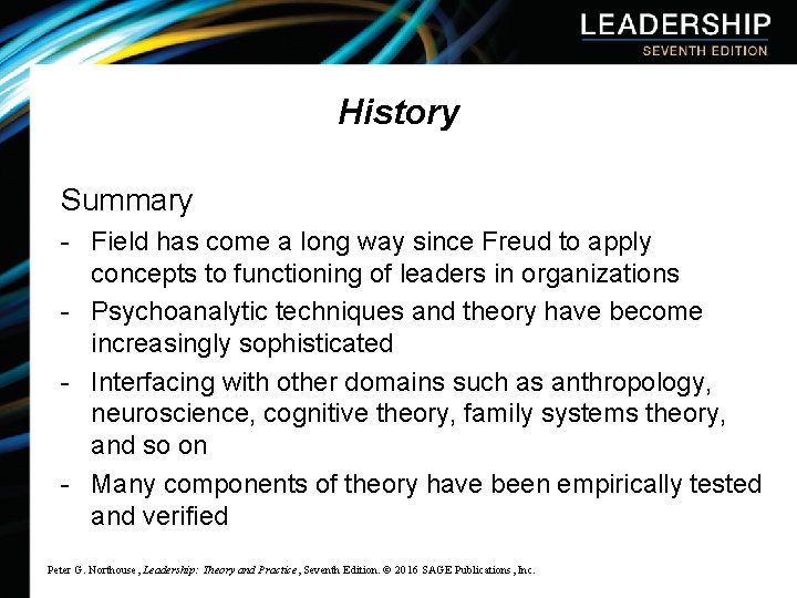 History Summary - Field has come a long way since Freud to apply concepts