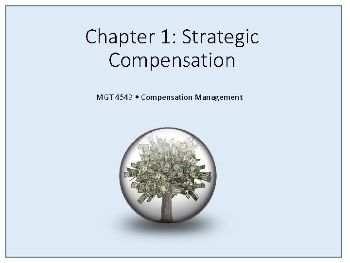 Chapter 1: Strategic Compensation MGT 4543 • Compensation Management 