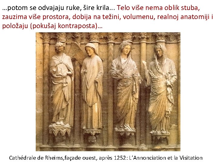 …potom se odvajaju ruke, šire krila. . . Telo više nema oblik stuba, zauzima …potom se odvajaju ruke, šire krila. . . Telo više nema oblik stuba, zauzima