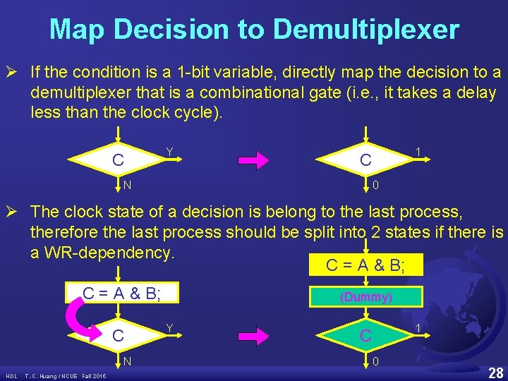 Map Decision to Demultiplexer Ø If the condition is a 1 -bit variable, directly