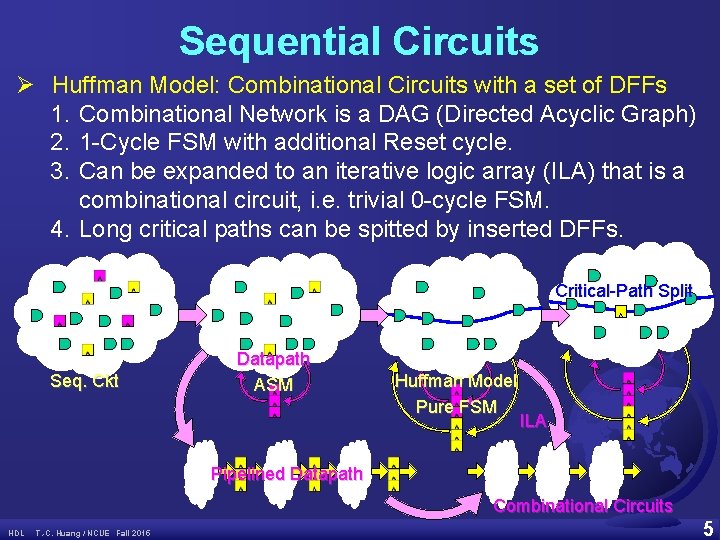 Sequential Circuits Ø Huffman Model: Combinational Circuits with a set of DFFs 1. Combinational