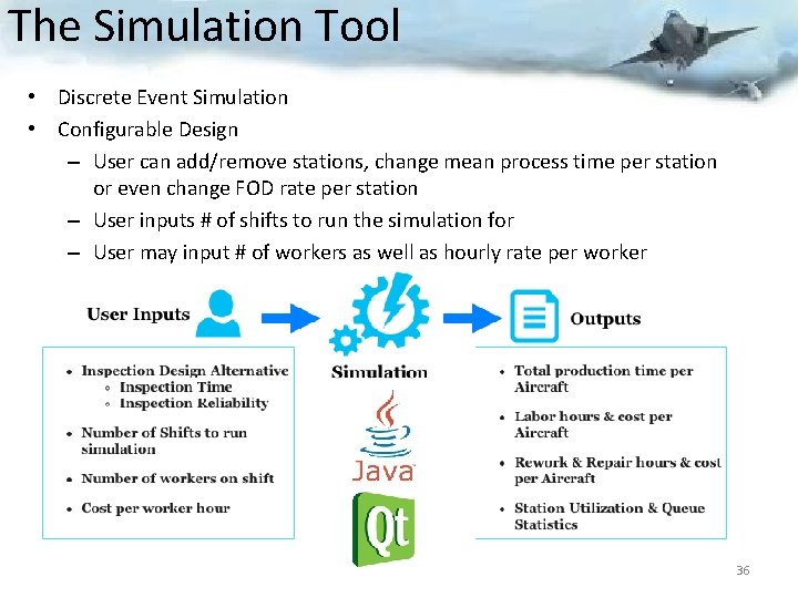 The Simulation Tool • Discrete Event Simulation • Configurable Design – User can add/remove