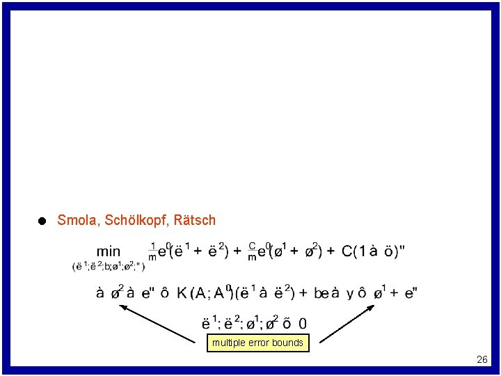 l Smola, Schölkopf, Rätsch multiple error bounds 26 