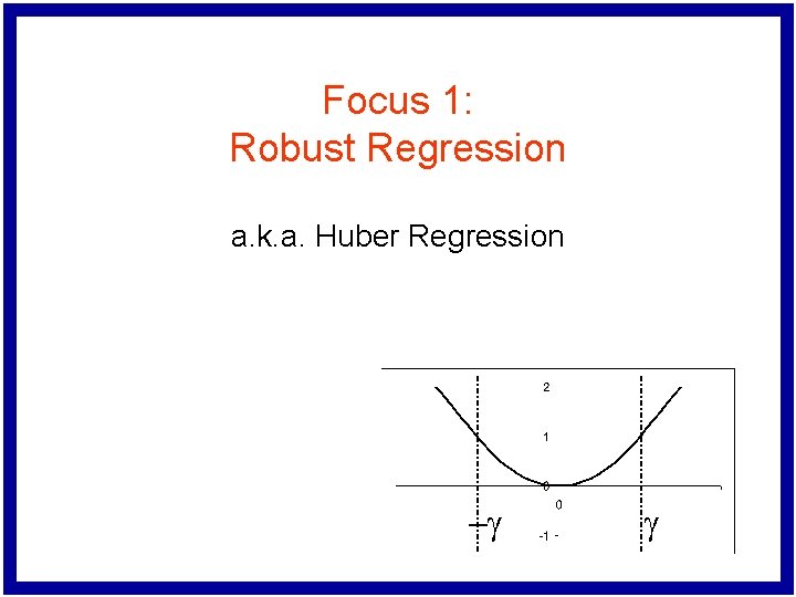 Focus 1: Robust Regression a. k. a. Huber Regression -g g 