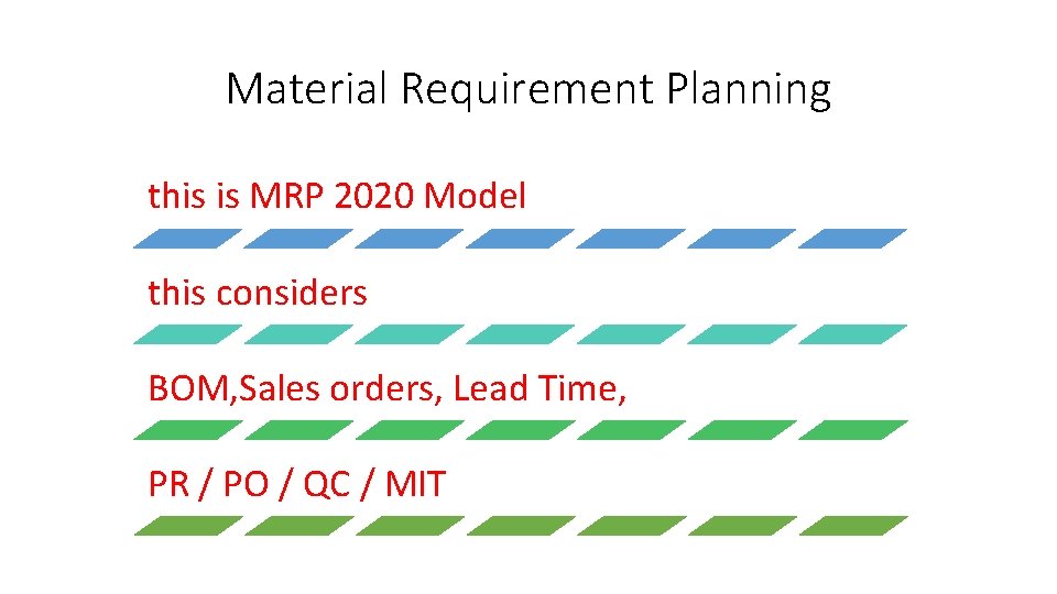 Material Requirement Planning this is MRP 2020 Model this considers BOM, Sales orders, Lead