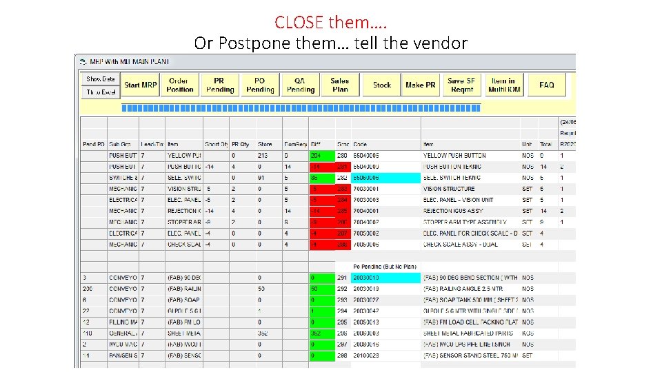 CLOSE them…. Or Postpone them… tell the vendor 