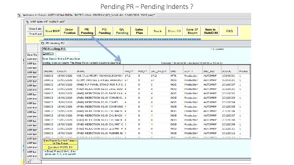 Pending PR – Pending Indents ? 