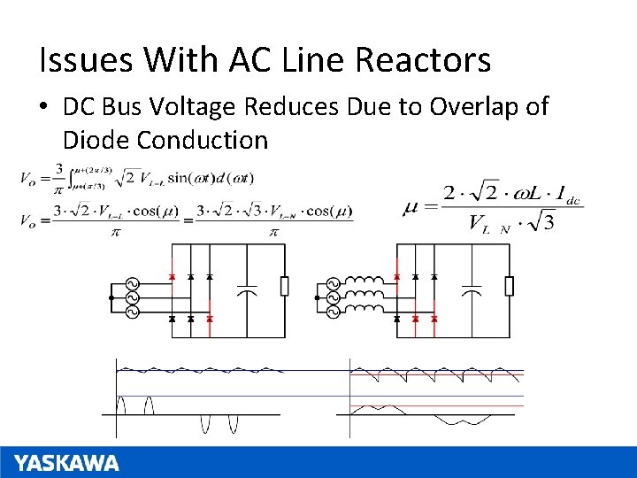 Issues With AC Line Reactors • DC Bus Voltage Reduces Due to Overlap of