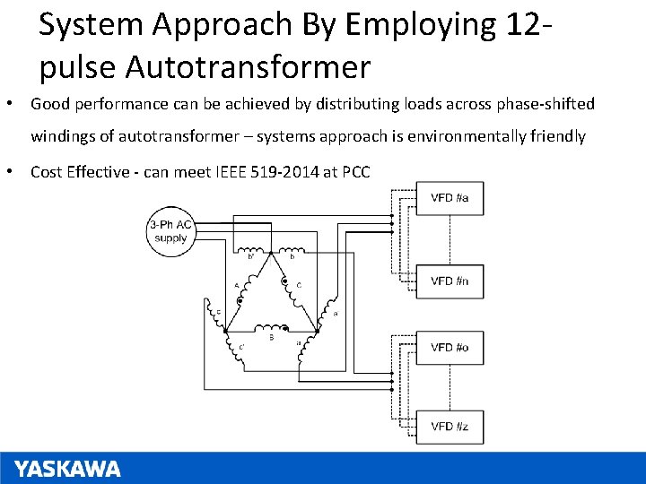 System Approach By Employing 12 pulse Autotransformer • Good performance can be achieved by