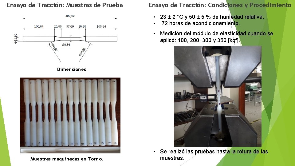 Ensayo de Tracción: Muestras de Prueba Ensayo de Tracción: Condiciones y Procedimiento • 23