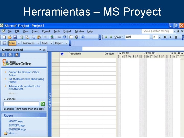 Herramientas – MS Proyect 