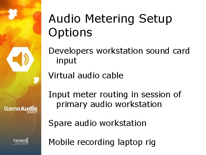 Audio Metering Setup Options Developers workstation sound card input Virtual audio cable Input meter