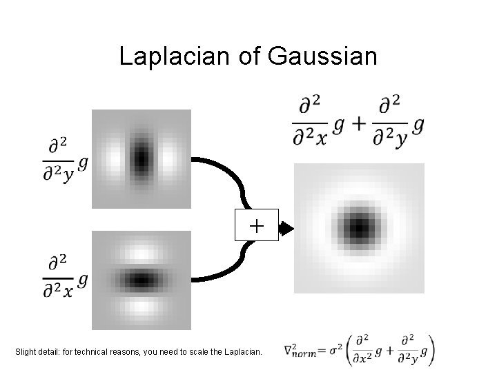 Laplacian of Gaussian + Slight detail: for technical reasons, you need to scale the Laplacian of Gaussian + Slight detail: for technical reasons, you need to scale the
