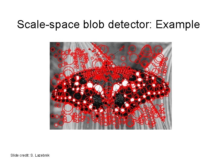 Scale-space blob detector: Example Slide credit: S. Lazebnik Scale-space blob detector: Example Slide credit: S. Lazebnik