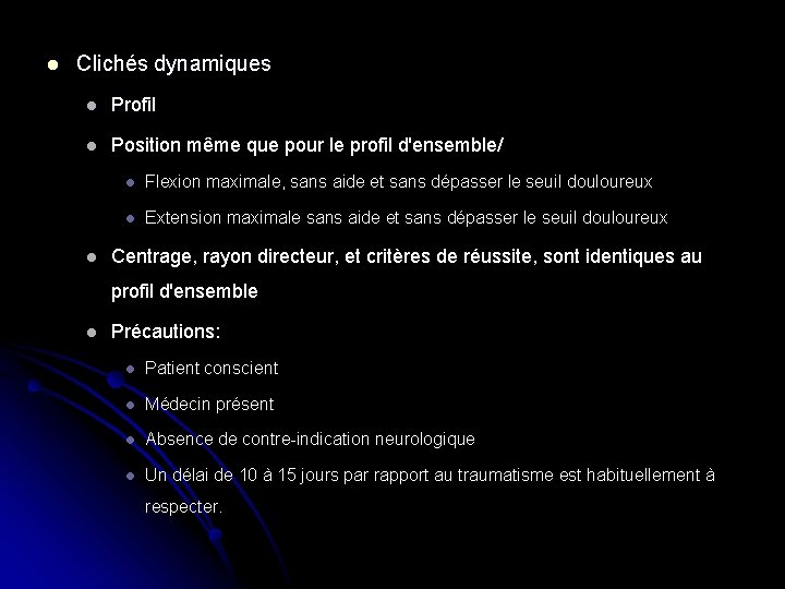 l Clichés dynamiques l Profil l Position même que pour le profil d'ensemble/ l