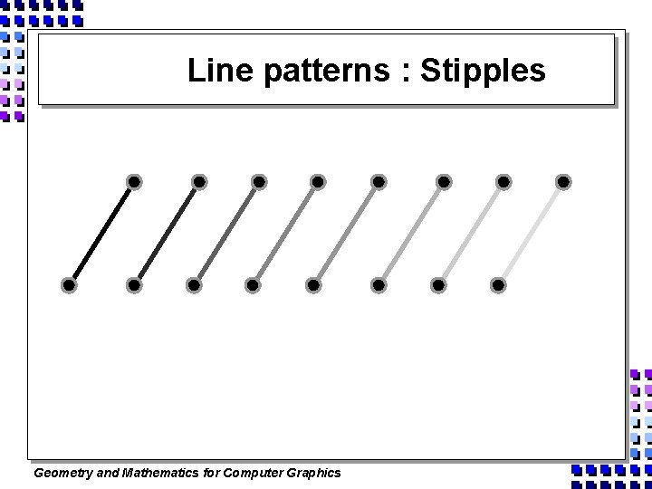 Line patterns : Stipples Geometry and Mathematics for Computer Graphics 
