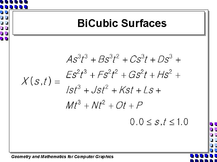 Bi. Cubic Surfaces Geometry and Mathematics for Computer Graphics 