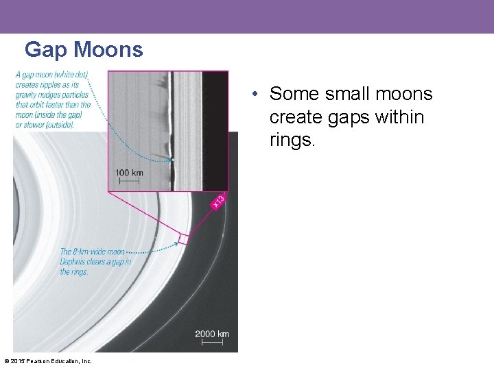 Gap Moons • Some small moons create gaps within rings. © 2015 Pearson Education,