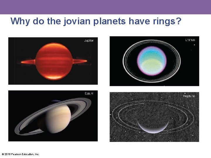 Why do the jovian planets have rings? © 2015 Pearson Education, Inc. 