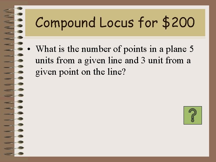 Compound Locus for $200 • What is the number of points in a plane