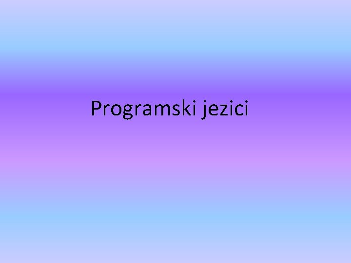 Programski jezici 