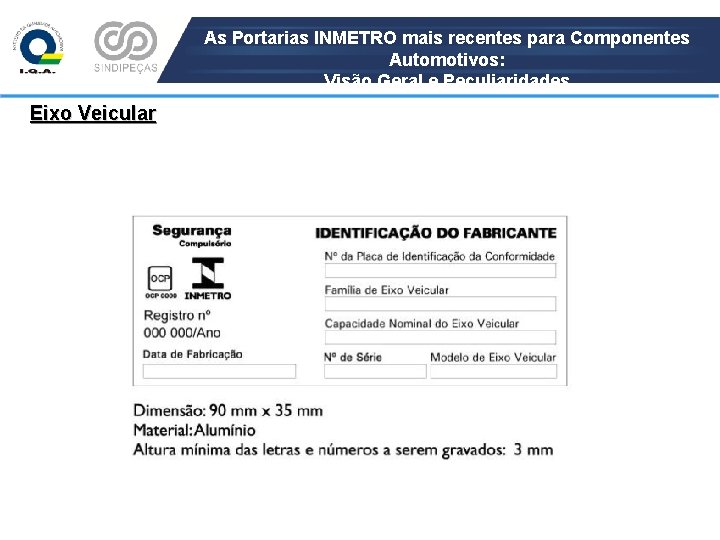 As Portarias INMETRO mais recentes para Componentes Automotivos: Visão Geral e Peculiaridades Eixo Veicular