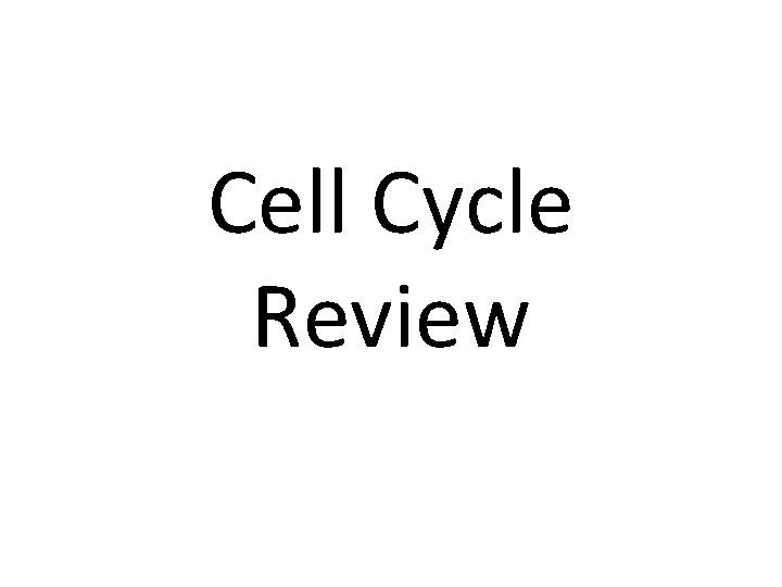 Cell Cycle Review 