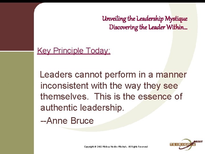 Unveiling the Leadership Mystique Discovering the Leader Within… Key Principle Today: Leaders cannot perform