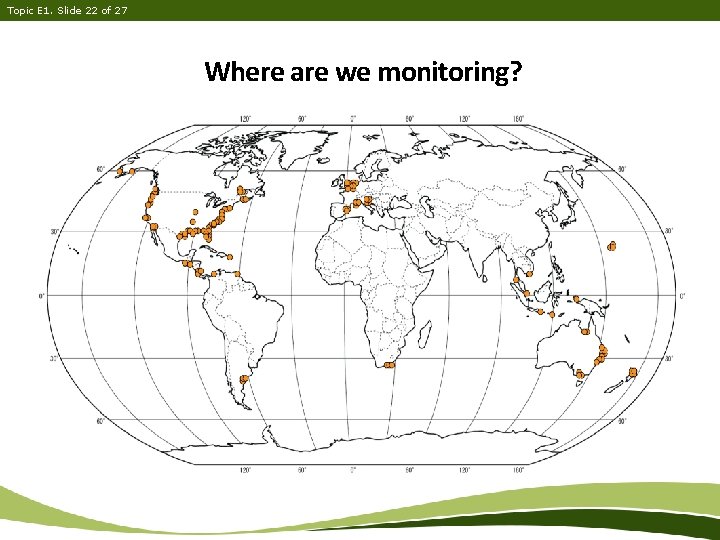 Topic E 1. Slide 22 of 27 Where are we monitoring? 