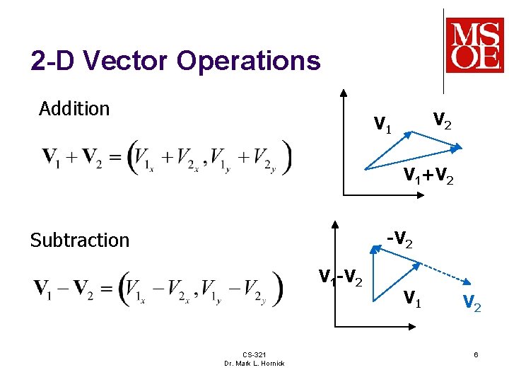 2 -D Vector Operations Addition V 2 V 1+V 2 Subtraction -V 2 V 2 -D Vector Operations Addition V 2 V 1+V 2 Subtraction -V 2 V